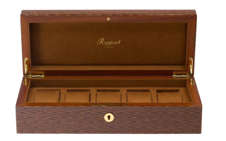 Арт. L410. Шкатулка для 5-ти часов. HERITAGE HERRINGBONE 5. Rapport London (Англия).  