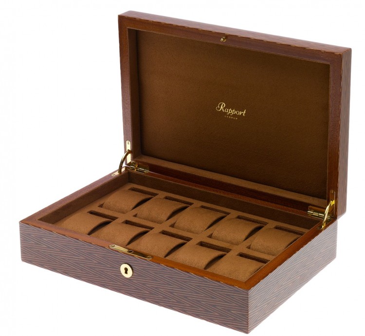 Арт. L411. Шкатулка для 10-ти часов. HERITAGE HERRINGBONE 10. Rapport London (Англия).  