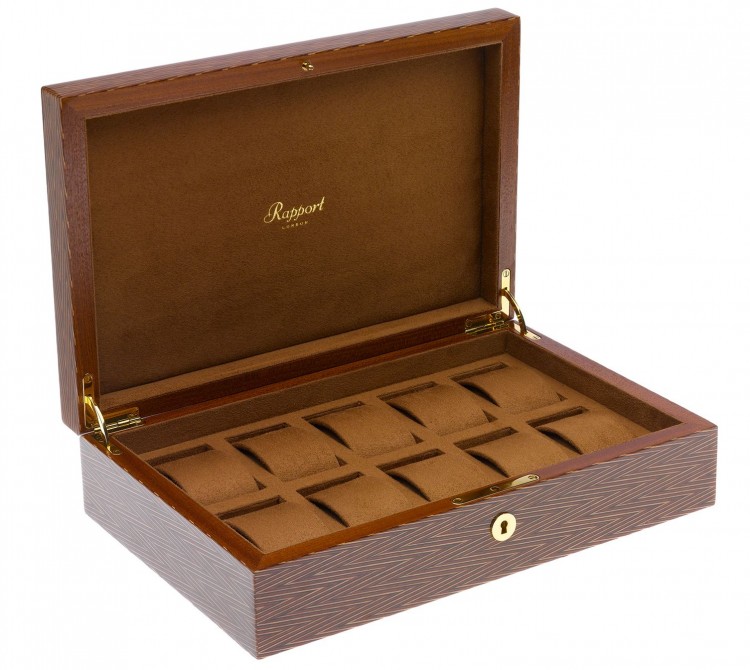 Арт. L411. Шкатулка для 10-ти часов. HERITAGE HERRINGBONE 10. Rapport London (Англия).  