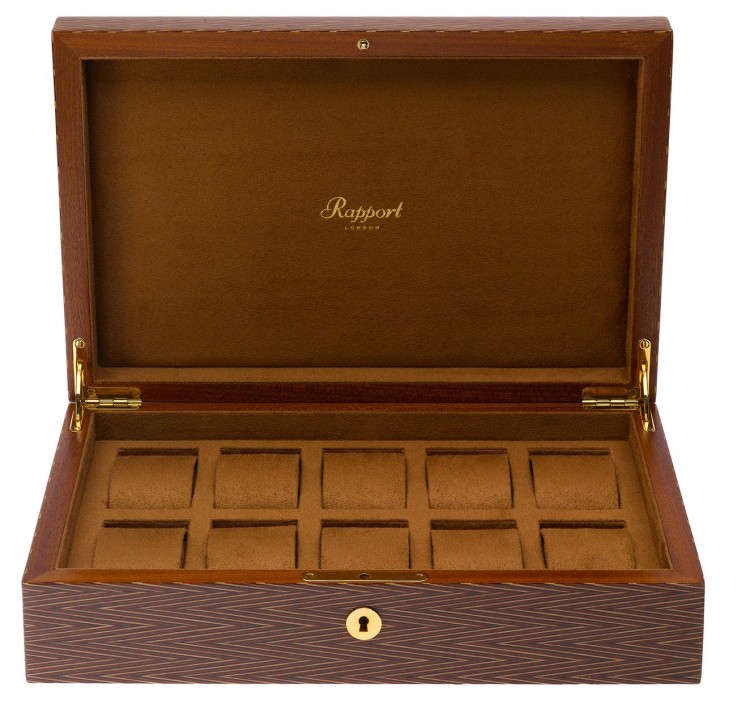 Арт. L411. Шкатулка для 10-ти часов. HERITAGE HERRINGBONE 10. Rapport London (Англия).  