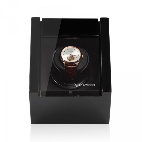 Серия Carat 1 black-black. Шкатулка для подзавода 1-х часов. Производство Luxwinder.