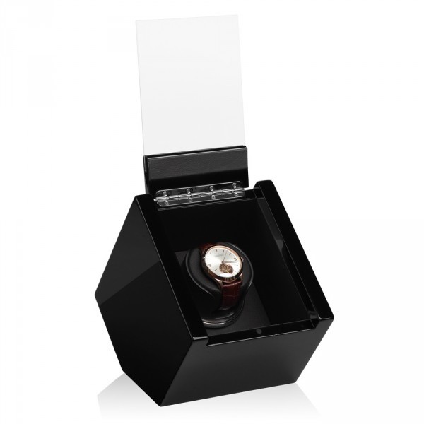 Серия Carat 1 black-black. Шкатулка для подзавода 1-х часов. Производство Luxwinder.