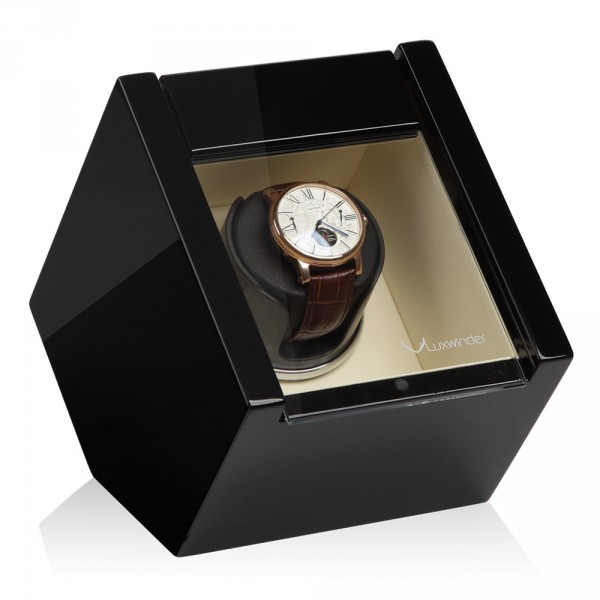 Серия Carat 1 black-beige. Шкатулка для подзавода 1-х часов. Производство Luxwinder.