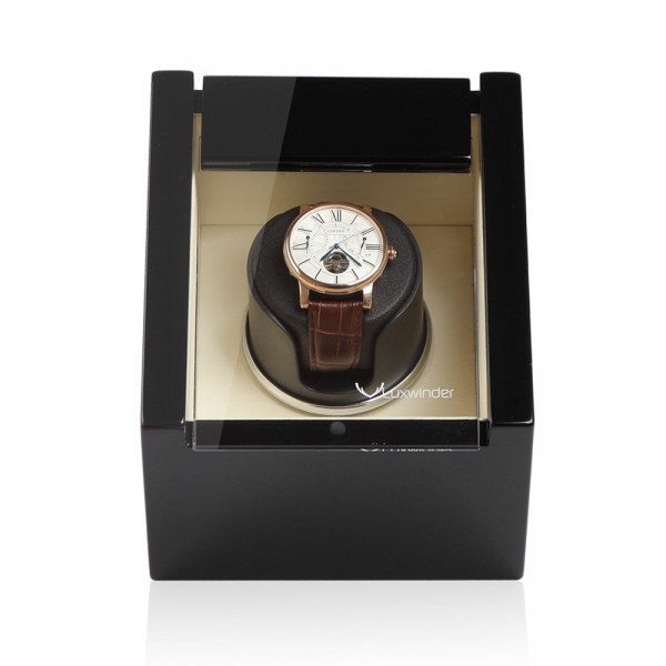 Серия Carat 1 black-beige. Шкатулка для подзавода 1-х часов. Производство Luxwinder.