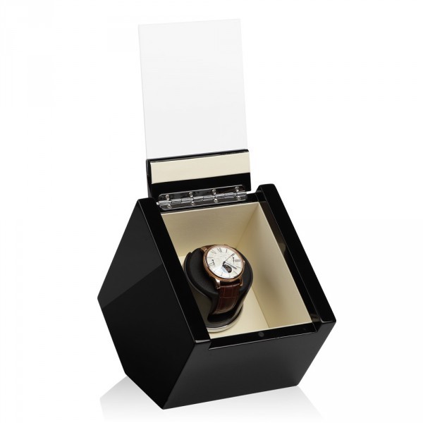 Серия Carat 1 black-beige. Шкатулка для подзавода 1-х часов. Производство Luxwinder.