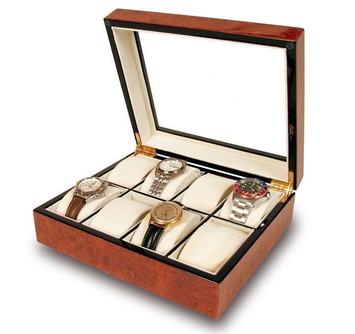 Арт. B242. Шкатулка для хранения 8-ми часов. THE VENICE BURR WALNUT. Rapport London (Англия).