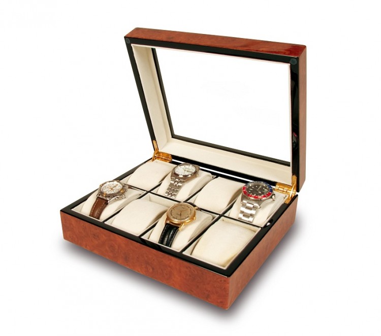 Арт. B242. Шкатулка для хранения 8-ми часов. THE VENICE BURR WALNUT. Rapport London (Англия).