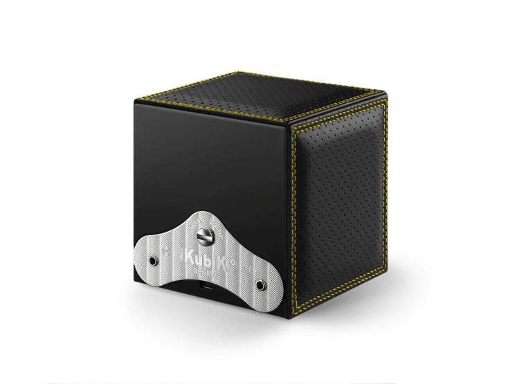 Masterbox collection. Racing collection – Stitched black leather & Yellow double stitches. Бокс для 1-х часов с автоподзаводом. Swiss Kubik, Швейцария.