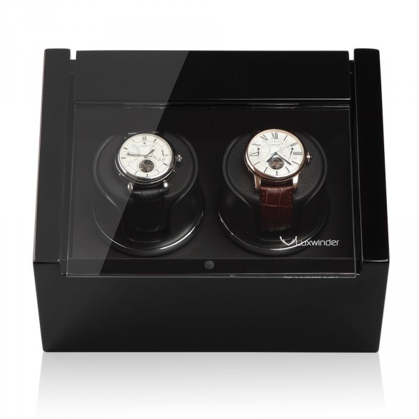Серия Carat 2 black-black. Шкатулка для подзавода 2-х часов. Производство Luxwinder. 