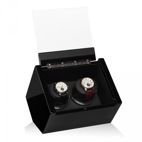 Серия Carat 2 black-black. Шкатулка для подзавода 2-х часов. Производство Luxwinder. 