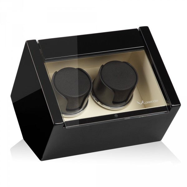 Серия Carat 2 black-beige. Шкатулка для подзавода 2-х часов. Производство Luxwinder.  
