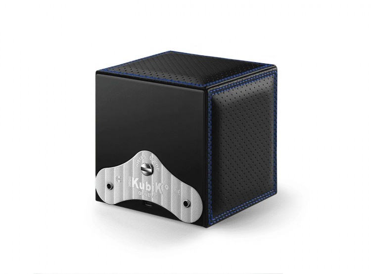 Masterbox collection. Racing collection – Stitched black Leather & Blue double stitches. Бокс для 1-х часов с автоподзаводом. Swiss Kubik, Швейцария.
