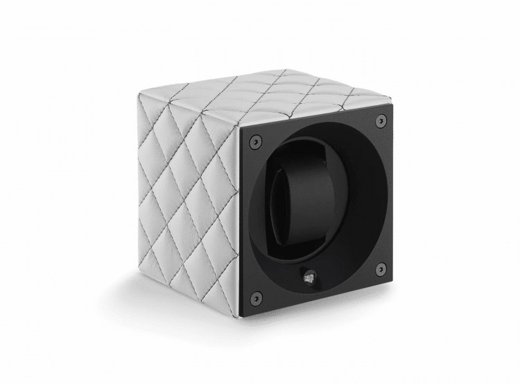 Masterbox collection. Masterbox Mat White Leather & Grey stitches. Бокс для 1-х часов с автоподзаводом. Swiss Kubik, Швейцария.