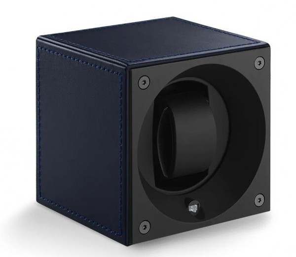 Masterbox collection. Masterbox Leather – Blue leather & Blue stitches. Бокс для 1-х часов с автоподзаводом. Swiss Kubik, Швейцария.