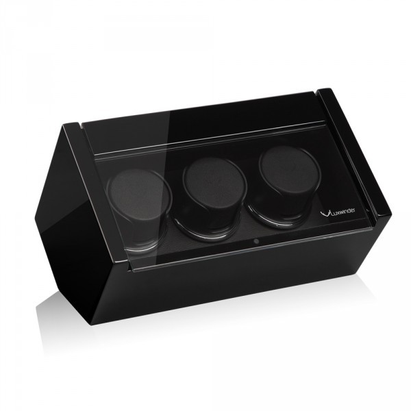 Серия Carat 3 black-black. Шкатулка для подзавода 3-х часов. Производство Luxwinder. 