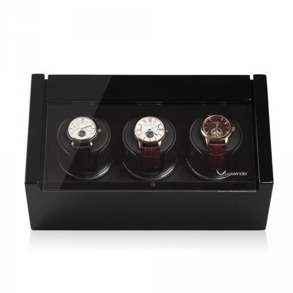Серия Carat 3 black-black. Шкатулка для подзавода 3-х часов. Производство Luxwinder. 
