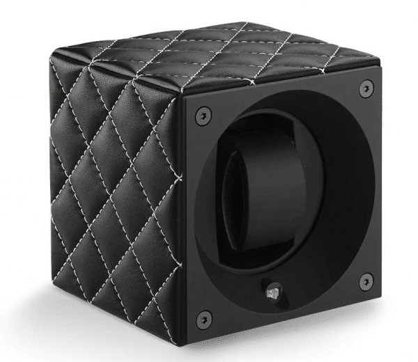 Masterbox collection. Masterbox Black Leather & White stitches. Бокс для 1-х часов с автоподзаводом. Swiss Kubik, Швейцария.
