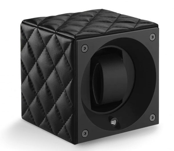 Masterbox collection. Masterbox Black Leather & White stitches. Бокс для 1-х часов с автоподзаводом. Swiss Kubik, Швейцария.