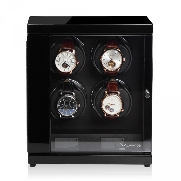 Серия Flint 4 black-black. Шкатулка для подзавода 4-х часов. Производство Luxwinder. 