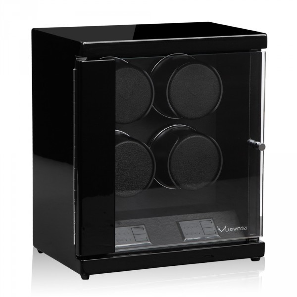 Серия Flint 4 black-black. Шкатулка для подзавода 4-х часов. Производство Luxwinder. 