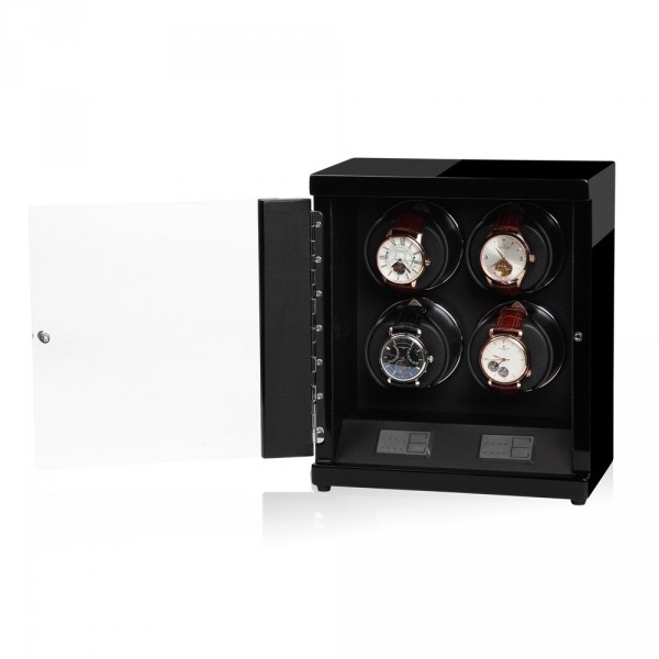 Серия Flint 4 black-black. Шкатулка для подзавода 4-х часов. Производство Luxwinder. 