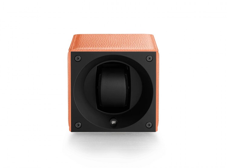 Masterbox collection. Masterbox Leather – Grained orange leather & Orange stitches. Бокс для 1-х часов с автоподзаводом. Swiss Kubik, Швейцария.