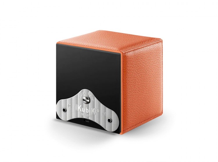 Masterbox collection. Masterbox Leather – Grained orange leather & Orange stitches. Бокс для 1-х часов с автоподзаводом. Swiss Kubik, Швейцария.