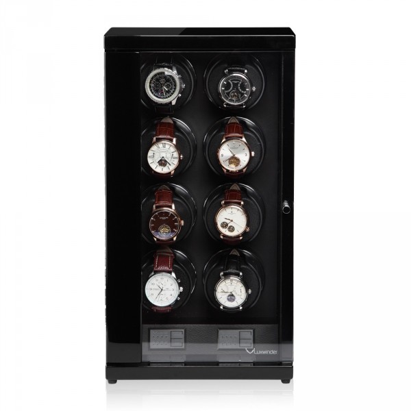 Серия Flint 8 black-black. Шкатулка для подзавода 8-ми часов. Производство Luxwinder. 