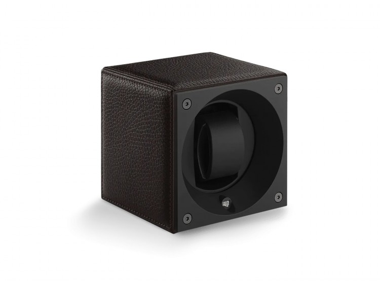 Masterbox collection. Masterbox Leather – Grained brown leather & Brown stitches. Бокс для 1-х часов с автоподзаводом. Swiss Kubik, Швейцария.