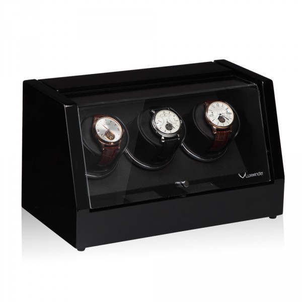 Серия Omikron 3 black. Шкатулка для подзавода 3-х часов. Производство Luxwinder. 