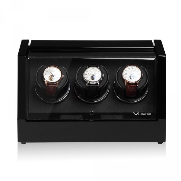 Серия Omikron 3 black. Шкатулка для подзавода 3-х часов. Производство Luxwinder. 
