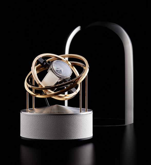 Planet Double-Axis Gold with leather base. Таймувер для автоподзавода 1-х часов. Bernard Favre (Швейцария).  