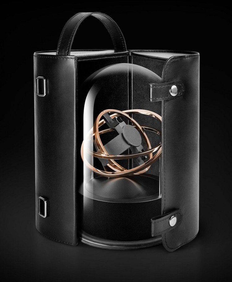 Planet Double-Axis Gold with leather base. Таймувер для автоподзавода 1-х часов. Bernard Favre (Швейцария).  