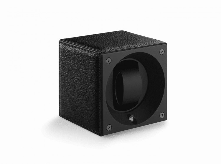 Masterbox collection. Masterbox Leather – Black leather & Black stitches. Бокс для 1-х часов с автоподзаводом. Swiss Kubik, Швейцария.