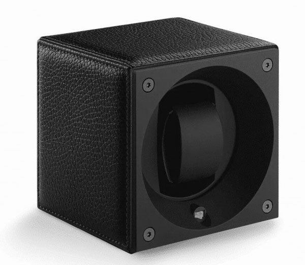 Masterbox collection. Masterbox Leather – Black leather & Black stitches. Бокс для 1-х часов с автоподзаводом. Swiss Kubik, Швейцария.