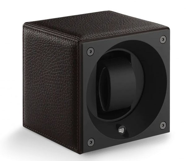 Masterbox collection. Masterbox Leather – Black leather & Black stitches. Бокс для 1-х часов с автоподзаводом. Swiss Kubik, Швейцария.