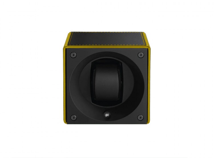 Masterbox collection. Masterbox Black Leather Yellow Edge & Stitches. Бокс для 1-х часов с автоподзаводом. Swiss Kubik, Швейцария.