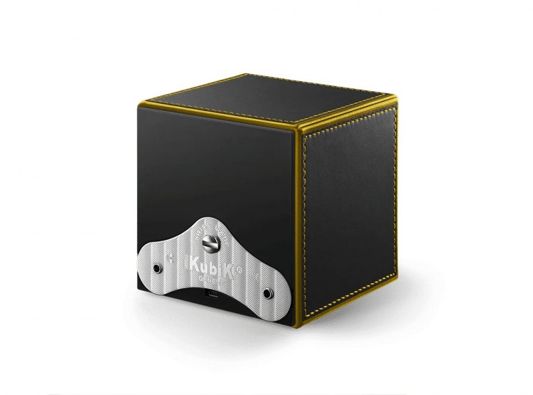 Masterbox collection. Masterbox Black Leather Yellow Edge & Stitches. Бокс для 1-х часов с автоподзаводом. Swiss Kubik, Швейцария.