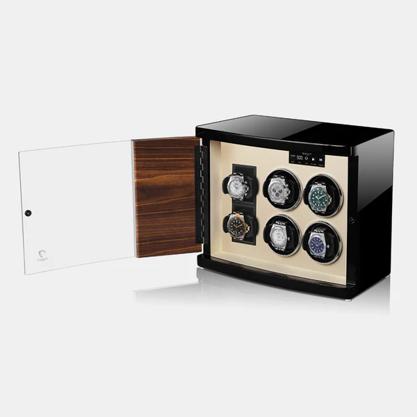 MODALO Timeless 4 Walnut. Шкатулка для подзавода 4-х и хранения 2-х часов.