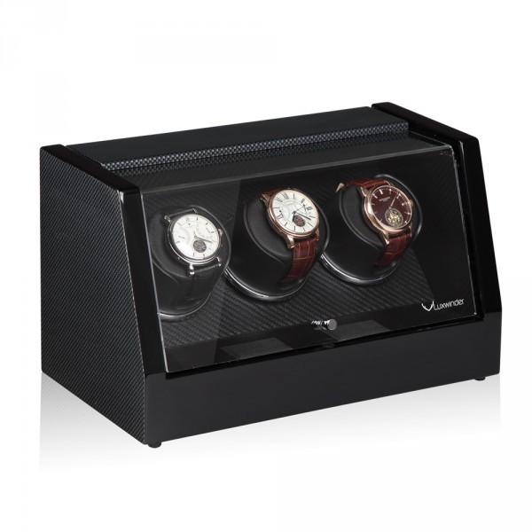 Серия Omikron 3 carbon. Шкатулка для подзавода 3-х часов. Производство Luxwinder. 