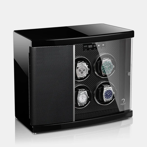 MODALO Timeless 4 Carbon. Шкатулка для подзавода 4-х и хранения 2-х часов.