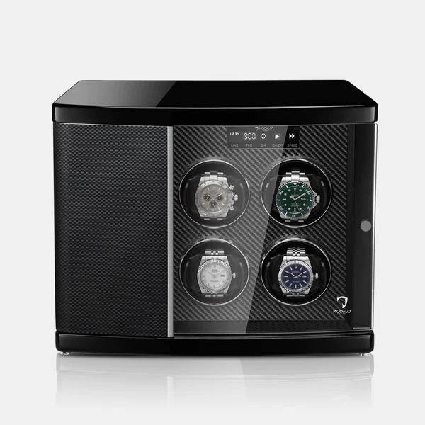 MODALO Timeless 4 Carbon. Шкатулка для подзавода 4-х и хранения 2-х часов.