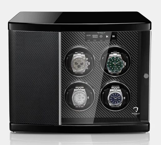 MODALO Timeless 4 Carbon. Шкатулка для подзавода 4-х и хранения 2-х часов.