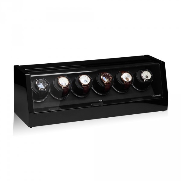 Серия Omikron 6 black. Шкатулка для подзавода 6-ти часов. Производство Luxwinder. 