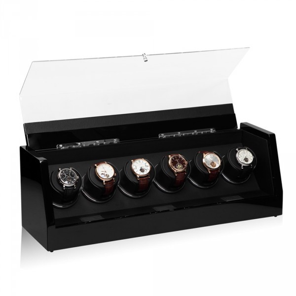 Серия Omikron 6 black. Шкатулка для подзавода 6-ти часов. Производство Luxwinder. 