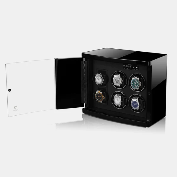 MODALO Timeless 4 Black. Шкатулка для подзавода 4-х и хранения 2-х часов.