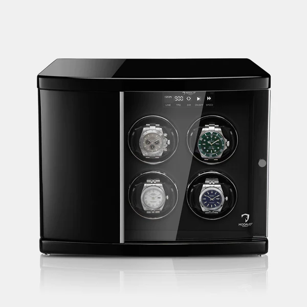 MODALO Timeless 4 Black. Шкатулка для подзавода 4-х и хранения 2-х часов.