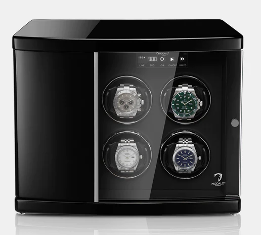 MODALO Timeless 4 Black. Шкатулка для подзавода 4-х и хранения 2-х часов.