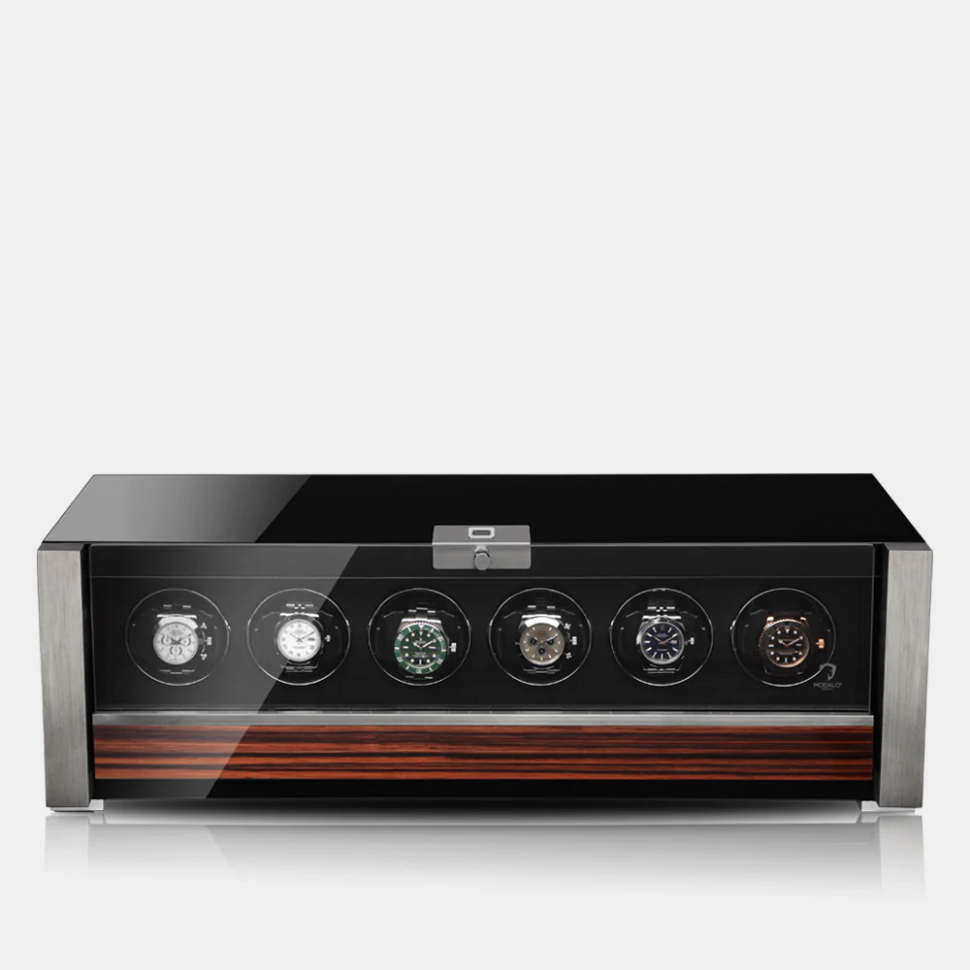MODALO ALLEGRA 6 MV4. MAKASSAR BLACK Шкатулка для подзавода 6-ти часов.