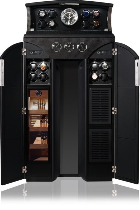 Buben-Zorweg PYTHON CONNOISSEUR HIFI Включает в себя подзавод часов, часы, хьюмидор, систему Hi-Fi и метеостанцию. 